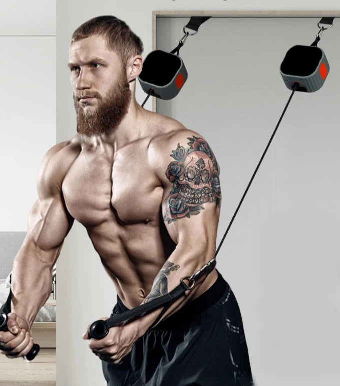 Compact home gym equipment for full-body workouts, ideal for strength training, cardio, and flexibility exercises at home.